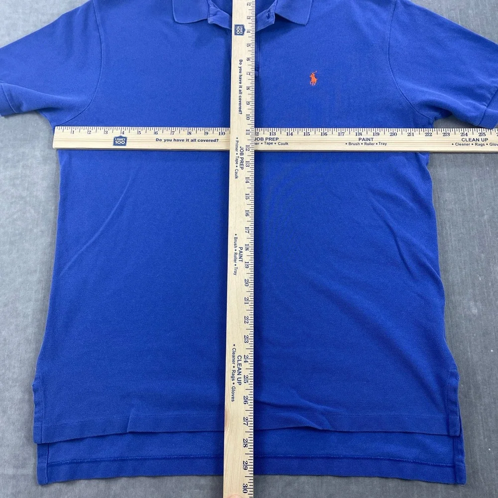 Polo Ralph Lauren Men Large‎ Blue Short Sleeve Polo Shirt Orange Pony Logo